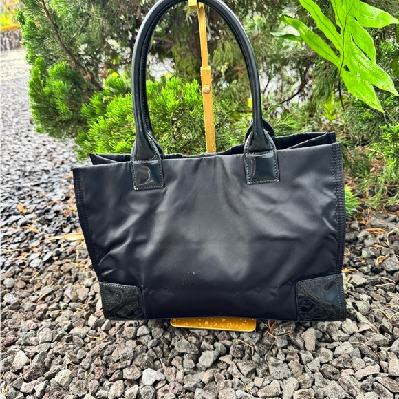Tory Burch Black Patent Leather Trim Nylon Tote 14” L x 11” H x 5” D, 8.5” - Picture 6 of 14